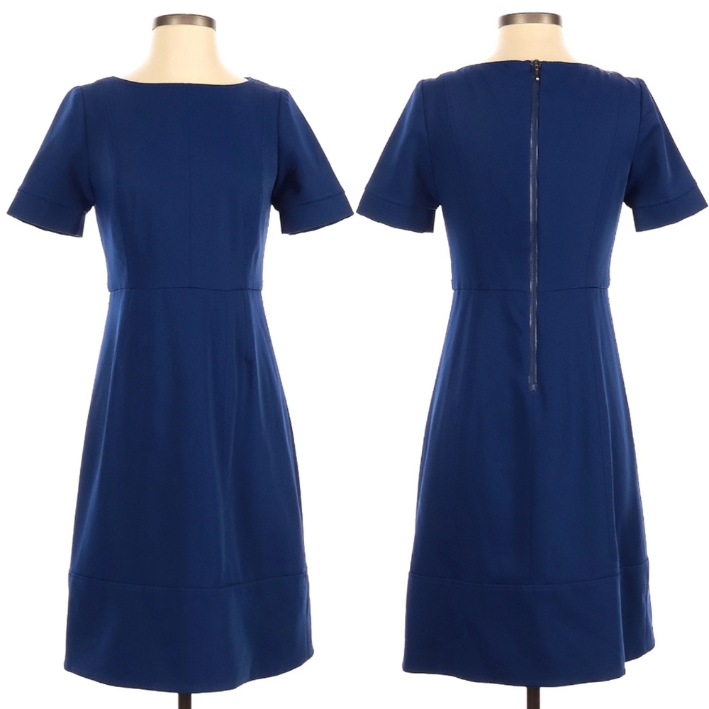 Sinclaire 10 Blue A-line Coated Short Sleeve Dress